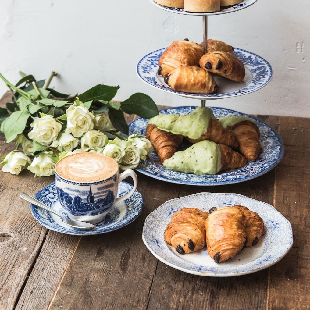 Picture of croissaints on a tiered platter